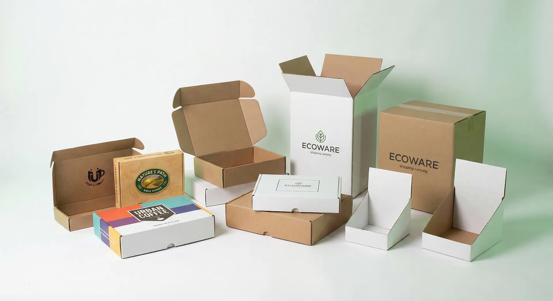 Assorted branded packaging boxes showcasing Phoenix Packaging capabilities