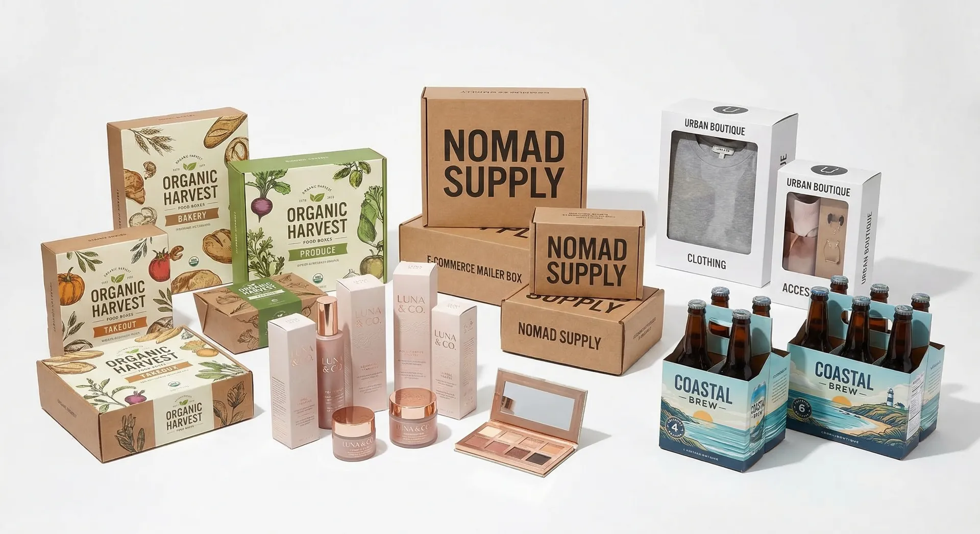 Various packaging types used across different industries